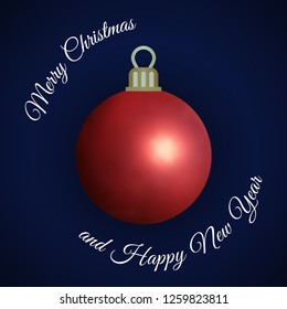 Realistic New Year Ball with shadow. Christmas background. Vector illustration.