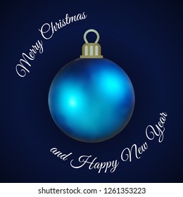 Realistic New Year Ball with shadow. Christmas background. Vector illustration.