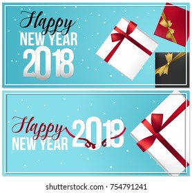 Realistic New Years greeting card. Simple vector illustration concept for greeting cards, vouchers, web banner, flayer brochure, party invitation and other printed material.