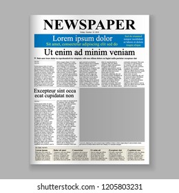 realistic newspaper front page template. vector illustration