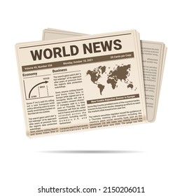 Realistic Newspaper Icon on White Background. Vector