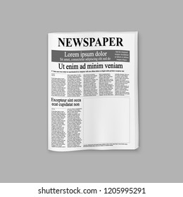 Realistic Newspaper Or Magazine Mock Up, Blank Front Page