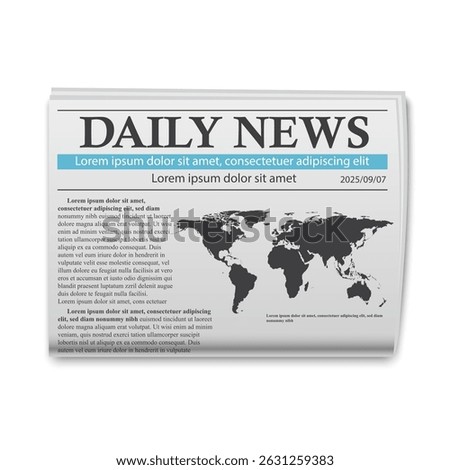 Realistic newspaper on white background, vector illustration