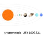 Realistic Nice Solar System Illustration with the Order of the Planets from the Sun. Every Planet of the Solar System Isolated on White Background with Mercury, Venus, Earth, Mars, Jupiter, Saturn,