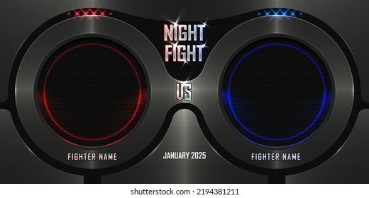 Realistic night fight 3d poster with modern metallic logo