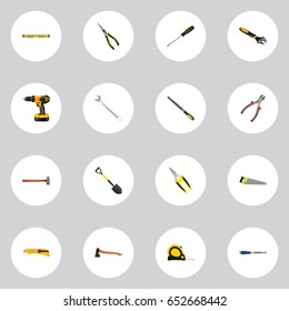 Realistic Nippers, Spanner, Handle Hit Vector Elements. Set Of Instruments Realistic Symbols Also Includes Axe, Construction, Measure Objects.