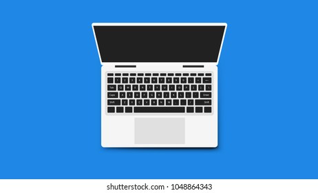 Realistic NoName Notebook. Isolated On Blue Backround Vector Illustration. Mockup For Your Modern Design.
