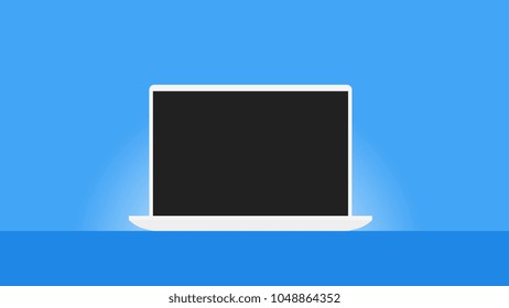Realistic NoName Notebook. Isolated On Blue Backround Vector Illustration. Mockup For Your Modern Design.