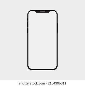 Realistic Notch Modern Smartphone Slim Bezels With Buttons Branding Mockup Detailed Isolated Office Business Advertisement Mobile Presentation Showcase Promotion Technology Display Device Template - Shutterstock ID 2154306811