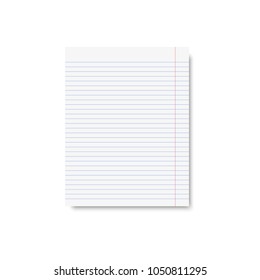 Realistic note book page with soft shadow. Vector