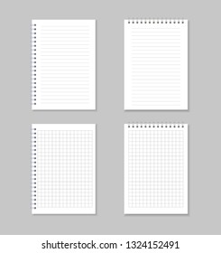 Realistic note pads. Notebooks in the box and in line.