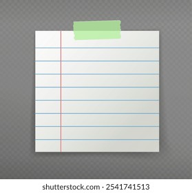 Nota realista pegajosa. Bloco de notas e lista de tarefas pendentes, memorando. Inserir para texto. Planejamento e programação, definição de metas. Papel de carta para escritório. Ilustração de vetor 3D isolada no plano de fundo transparente