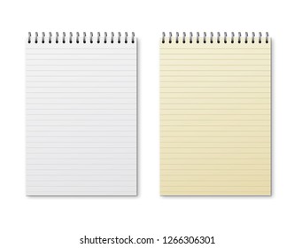Realistic notebook design. Diary blank office document. Note book sheet.