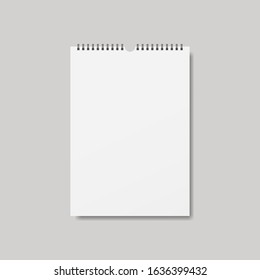 Realistic notebook, diary or book. Vector realistic closed notebook isolated on grey background.