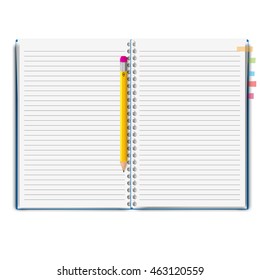 realistic notebook, exercise book , vector illustration
