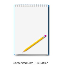 realistic notebook, exercise book , vector illustration