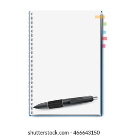 realistic notebook, exercise book, vector illustration