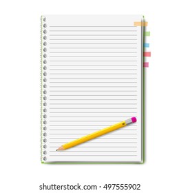 realistic notebook, exercise book , vector illustration