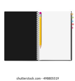 realistic notebook, exercise book , vector illustration