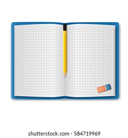 realistic notebook, exercise book , vector illustration