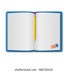 realistic notebook, exercise book , vector illustration