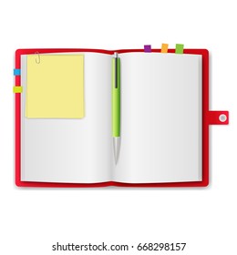 realistic notebook, exercise book, vector illustration