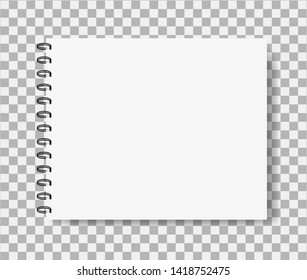 Realistic notebook in mockup style. Blank notepad with spiral. Template of empty  notepad. vector eps10