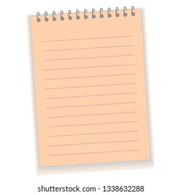 Realistic notebook or notepad with binder isolated on white background. Memo note pad or diary paper page templates. Vector illustration