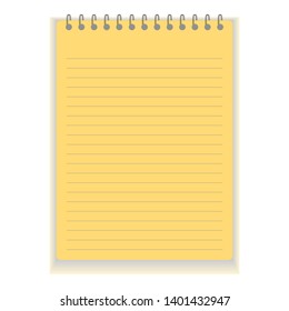 Realistic notebook or notepad with binder isolated. Memo note pad with lined and squared paper page templates. Vector illustration