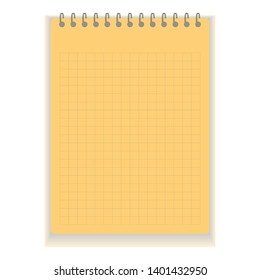 Realistic notebook or notepad with binder isolated. Memo note pad with lined and squared paper page templates. Vector illustration