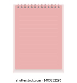 Realistic notebook or notepad with binder isolated on white background. Memo note pad or diary paper page templates. Vector illustration
