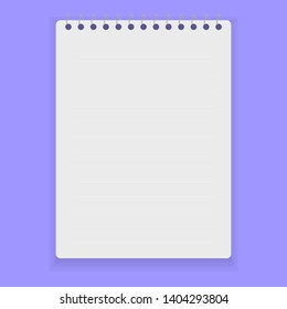 Realistic notebook or notepad with binder isolated on blue background. Memo note pad or diary paper page templates. Vector illustration