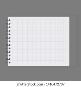 Realistic notebook or notepad with binder isolated on grey background. Memo note pad or diary paper page templates. Vector illustration