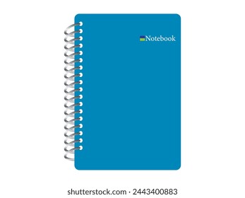 Realistic notebook, notepad vector for education, office, university, school. Notepad with blue cover isolated on white background. 