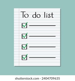 Realistic Notebook Paper And To Do List Icon Vector Design.