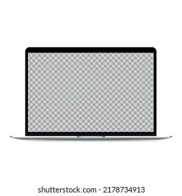 Portátil realista con pantalla transparente sobre fondo blanco. ilustración vectorial.