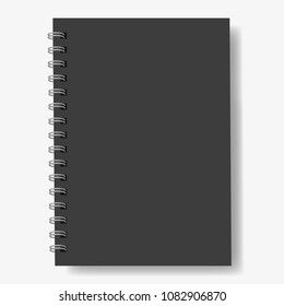 Realistic notebook, vector. A notebook in a ruler, a notebook with a shadow.