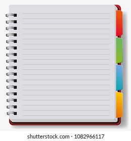 Realistic notebook, vector. A notebook in a ruler, a notebook with a shadow.