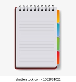 Realistic notebook, vector. A notebook in a ruler, a notebook with a shadow.