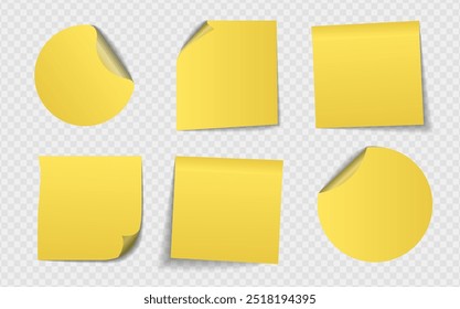 Realistic notes isolated with real shadow. Square sticky paper reminders with shadows, paper page