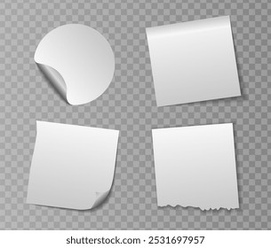 Realistic notes isolated with real shadow. Square sticky paper reminders with shadows, paper page