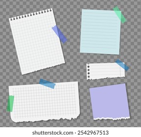 Realistic notes isolated with real shadow. Square sticky paper reminders with shadows, paper page