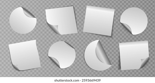 Realistic notes isolated with real shadow. Square sticky paper reminders with shadows, paper page