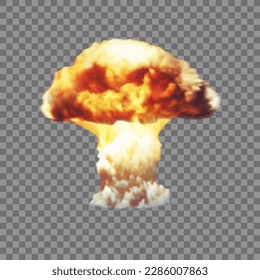 Realistic Nuclear Bomb Explosion On Transparent Background. EPS10 Vector