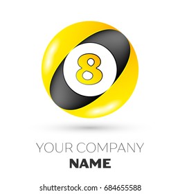 Realistic number eight vector logo symbol in the colorful circle on white background. Vector template for your design