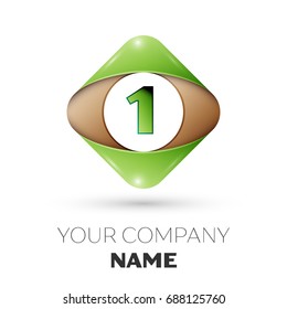 Realistic Number one vector logo symbol in the colorful rhombus on white background. Vector template for your design