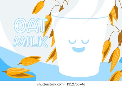 Realistic Oat Bunch, Yellow Cereals For Bakery, Flour Production Design. Vector Wheat Ears Spikelets With Grains In Milk Splash. Whole Stalks, Organic Vegetarian Food Packaging Element Illustration.