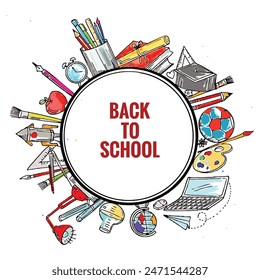 Realistic object watercolor back to school background