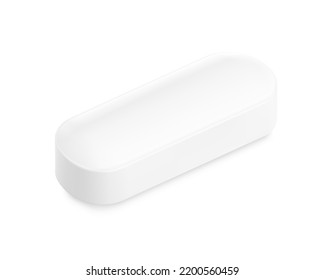 Realistic oblong convex  tablet mockup. Vector illustration isolated on white background. Can be used for medical and cosmetic. Ready for your design. EPS10.	