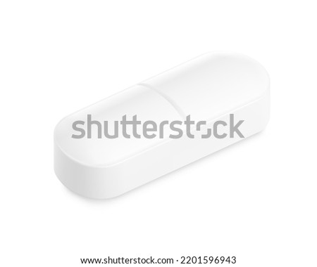 Realistic oblong convex tablet mockup with break line. Vector illustration isolated on white background. Can be used for medical and cosmetic. Ready for your design. EPS10.